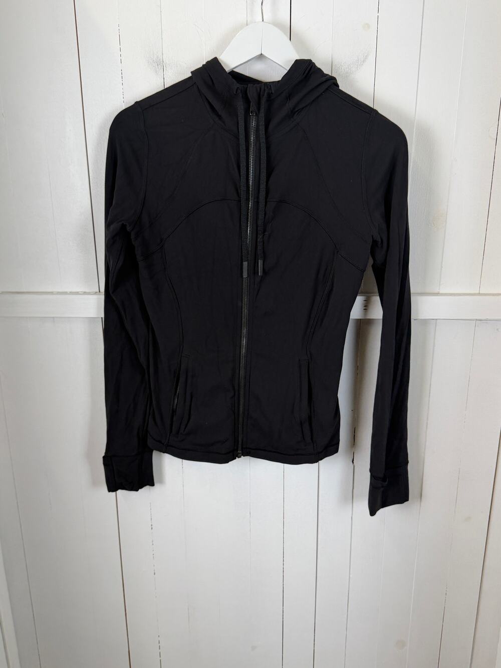 Lululemon Black Full Zip Hoodie Size 8 Nylon Excellent